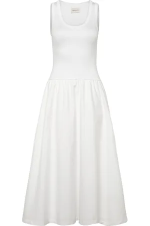 GANT Jersey Woven Midi Dress Polvipituinen Mekko White