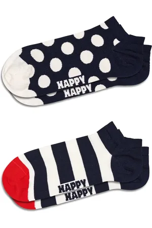 Happy Socks 2-Pack Big Dot Stripe Low Socks Nilkkasukat Lyhytvartiset Sukat Navy