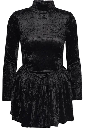 ROTATE Velvet Mini Dress Lyhyt Mekko Black
