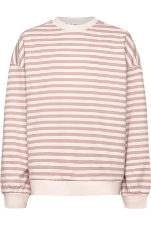 MANGO Striped Cotton-Blend Sweatshirt Tops Sweat-shirts & Hoodies Sweat-shirts Pink