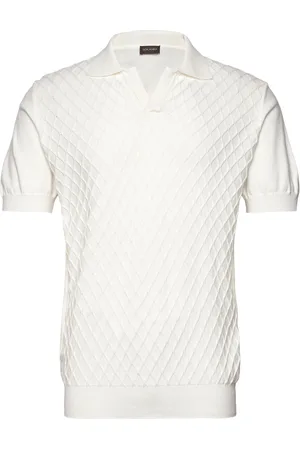 Oscar Jacobson Mirza Poloshirt S-S Designers Shirts Short-sleeved Shirts White