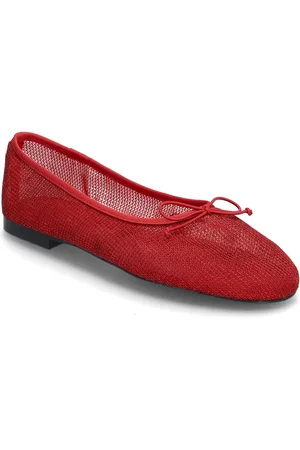 MANGO Mesh Ballerina Flats With Bow Ballerinat Red