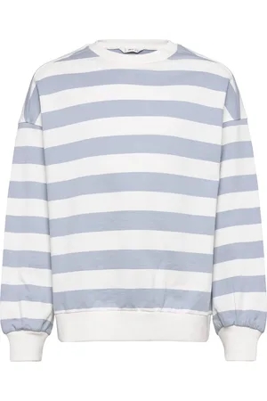 MANGO Striped Cotton-Blend Sweatshirt Tops Sweat-shirts & Hoodies Sweat-shirts Blue