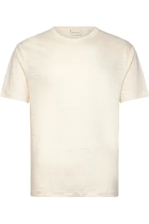 GANT Linen Ss T-Shirt Tops T-shirts Short-sleeved Cream