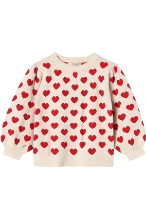 Fliink Alon Heart Pullover Tops Knitwear Pullovers Cream