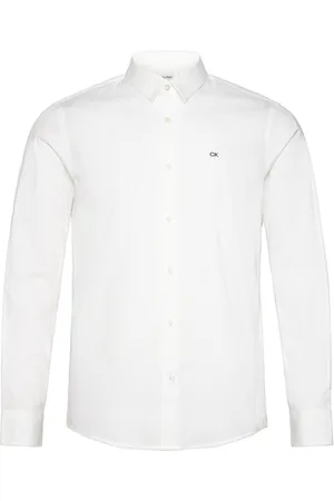 Calvin Klein Poplin Stretch Slim Shirt Tops Shirts Casual White