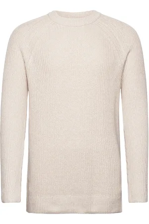 Abercrombie & Fitch Anf Mens Sweaters Tops Knitwear Round Necks Cream