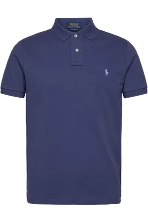 Ralph Lauren Custom Slim Fit Mesh Polo Shirt Designers Knitwear Short Sleeve Knitted Polos Navy
