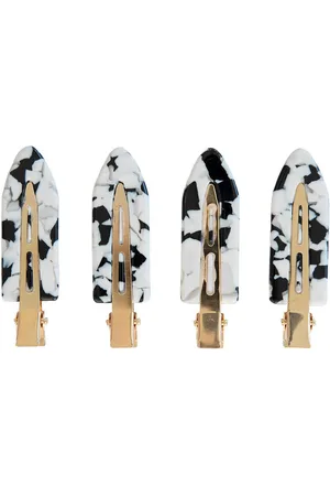 By Barb Make Up Clips 4-P Black/White Accessories Hair Accessories Hair Pins Multi/patterned