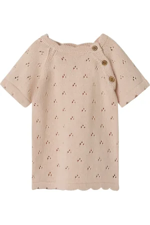 Lil Atelier Nbfjola Ss Knit Dress Lil Tops T-shirts Short-sleeved Beige