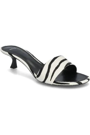 MANGO Zebra-Print Fur Sandals Korolliset Sandaalit Black