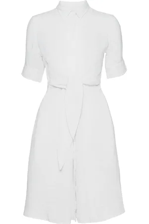 Ralph Lauren Linen Shirtdress Polvipituinen Mekko White