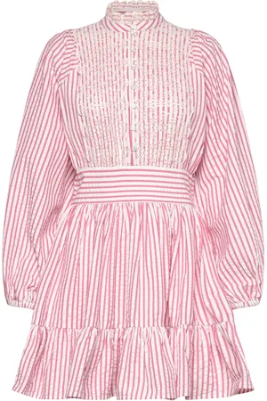by Ti Mo Seersucker Mini Dress Designers Short Dress Pink