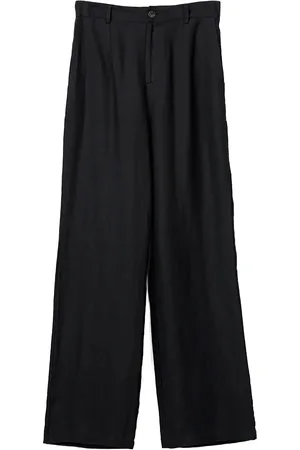 Lexington High Waist Wide-Leg Linen Pants Bottoms Trousers Wide Leg Black