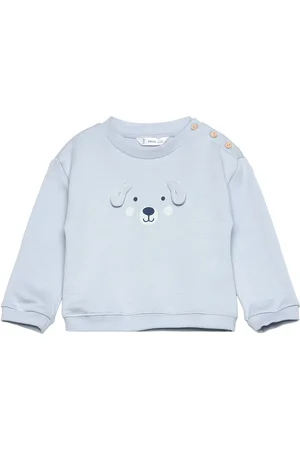 MANGO Embossed Embellishment Cotton Sweatshirt Tops Sweat-shirts & Hoodies Sweat-shirts Blue