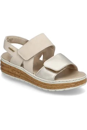 Rieker 62761-90 Shoes Sandals Flat Sandals Beige