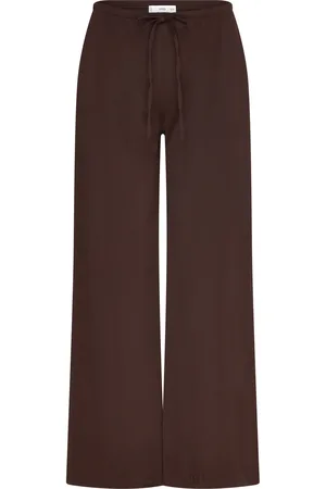 MANGO Wideleg Trousers With Elastic Waist Bottoms Trousers Wide Leg Brown