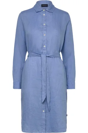 Lexington Isa Linen Shirt Dress Polvipituinen Mekko Blue