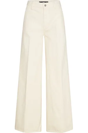 MANGO High-Rise Wideleg Jeans Bottoms Jeans Wide Cream