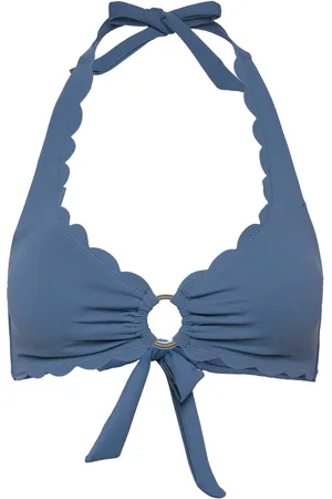Hunkemöller Scallop Halter Croptop Bikiniyläosa Bikiniliivit Blue