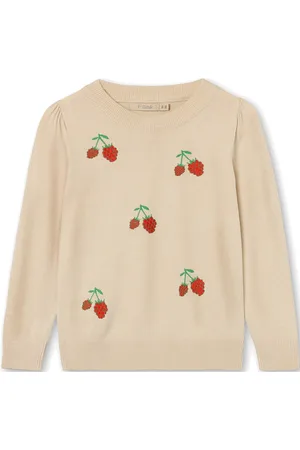 Fliink Favo Embroidered Blouse Tops Knitwear Pullovers Beige