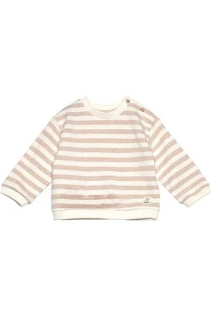 MANGO Striped Cotton-Blend Sweatshirt Tops Sweat-shirts & Hoodies Sweat-shirts Brown