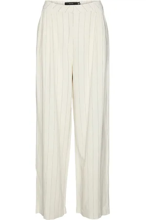 VERO MODA Vmmindy Mw Linen Dad Pant Mix Bottoms Trousers Wide Leg White