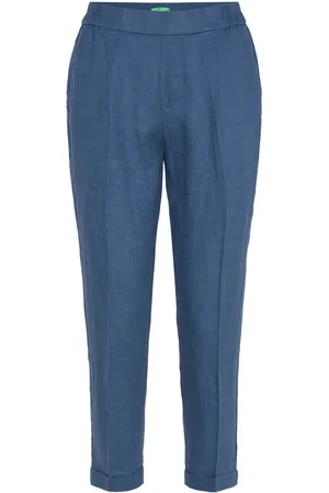 Benetton Trousers Bottoms Trousers Linen Trousers Blue