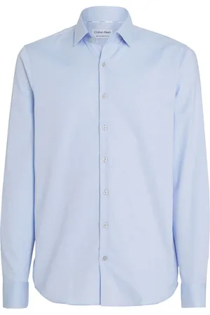 Calvin Klein Twill Easy Care Slim Shirt Tops Shirts Business Blue