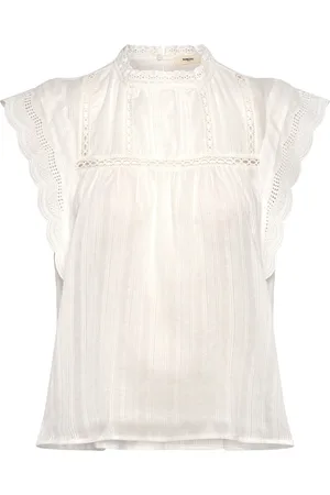 Suncoo Loroco Tops Blouses Short-sleeved White