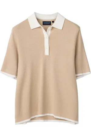 Lexington Full Milano Short Sleeve Knitted Polo Tops T-shirts & Tops Polos Beige