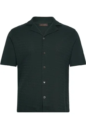 Oscar Jacobson Kirk Knitted Shirt Designers Shirts Short-sleeved Shirts Green
