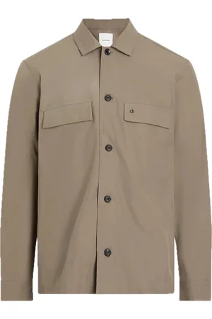 Calvin Klein Cotton Blend Overshirt Tops Overshirts Beige