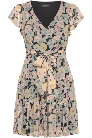 Ralph Lauren Floral Belted Georgette Tiered Dress Dresses Summer Dresses Multi/patterned