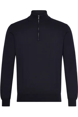 Oscar Jacobson Pat Half Zip L-S Designers Knitwear Half Zip Jumpers Navy