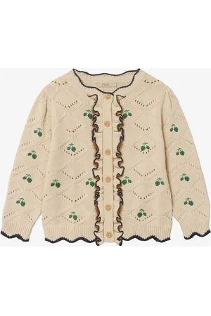 Fliink Mela Ruffle Cardigan Tops Knitwear Cardigans Cream
