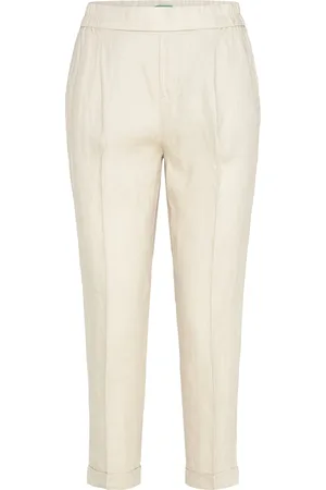 Benetton Trousers Bottoms Trousers Linen Trousers Beige