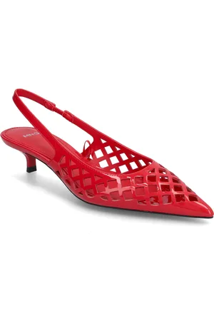 MANGO Die-Cut Kitten Shoes Shoes Sling Backs Heeled Slingbacks Red