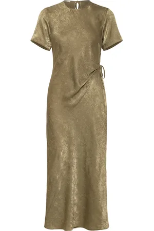 Scotch&Soda Crushed Satin Wrap Dress Dresses Wrap Dresses Khaki Green