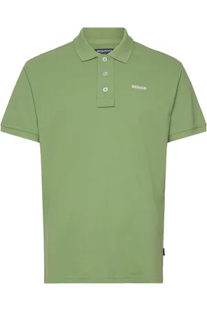 SEBAGO Outwashed Logo Pique Tops Polos Short-sleeved Green