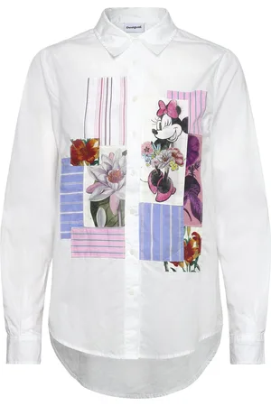 Desigual Flowers Minnie Tops Shirts Long-sleeved White