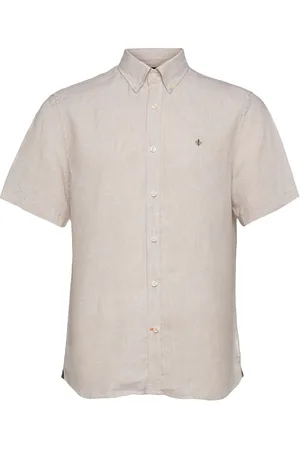 Morris Douglas Bd Linen Shirt Ss Designers Shirts Short-sleeved Beige