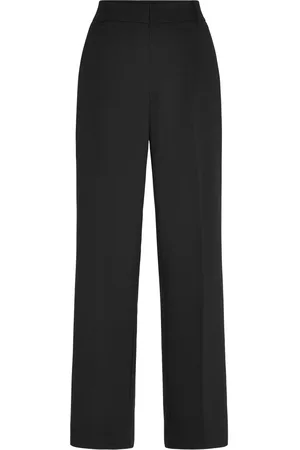 MANGO Straight Mid-Rise Trousers Bottoms Trousers Straight Leg Black