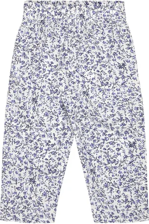 MANGO Printed Cotton Trousers Bottoms Trousers White