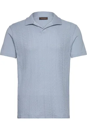 Oscar Jacobson Connor Structured Poloshirt Designers Polos Short-sleeved Blue