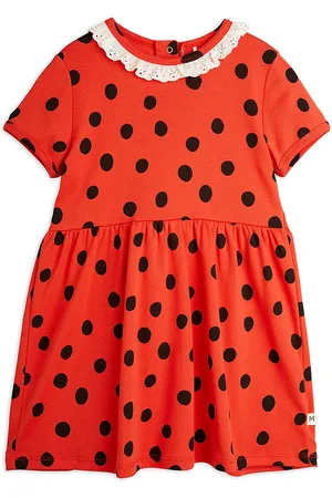 Mini Rodini Dots Aop Lace Ss Dress Dresses & Skirts Dresses Casual Dresses Short-sleeved Casual Dresses Red