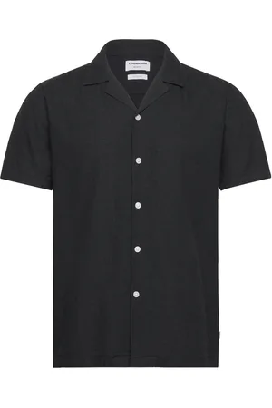 Lindbergh Casual Linen Blend Resort S/S Tops Shirts Short-sleeved Black