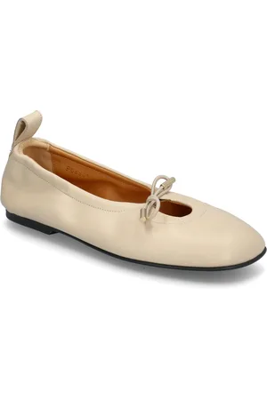 ALOHAS Rosalind Brown Leather Ballet Flats Ballerinat Cream