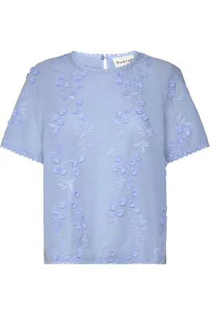 Munthe Uasta Tops Blouses Short-sleeved Blue
