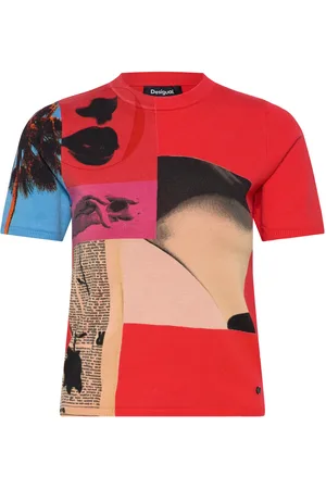 Desigual Red Collage Lacroi Tops T-shirts & Tops Short-sleeved Red